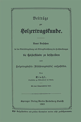 Kartonierter Einband Beiträge zur Holzertragskunde von Gustav Stahl