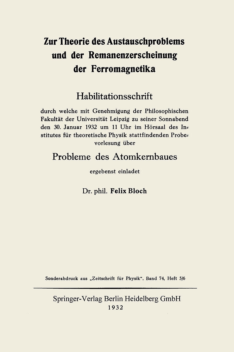 Zur Theorie des Austauschproblems und der Remanenzerscheinung der Ferromagnetika