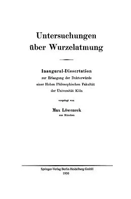 E-Book (pdf) Untersuchungen über Wurzelatmung von Max Löweneck
