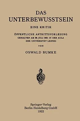 E-Book (pdf) Das Unterbewusstsein von Oswald Bumke