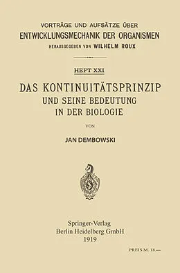 E-Book (pdf) Das Kontinuitätsprinzip und seine Bedeutung in der Biologie von Jan Dembowski