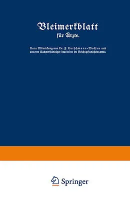 E-Book (pdf) Bleimerkblatt für Ärzte von Fritz Curschmann-Wolfen