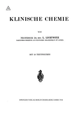 E-Book (pdf) Klinische Chemie von Leopold Lichtwitz
