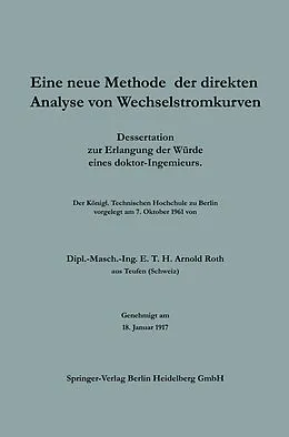 E-Book (pdf) Eine neue Methode der direkten Analyse von Wechselstromkurven von E. T. H. Arnold Roth