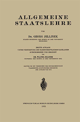 Kartonierter Einband Allgemeine Staatslehre von Georg Jellinek, Walter Jellinek