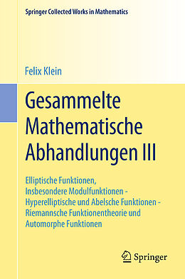Kartonierter Einband Gesammelte Mathematische Abhandlungen III von Felix Klein