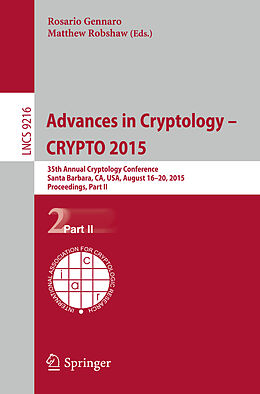 Kartonierter Einband Advances in Cryptology -- CRYPTO 2015 von 
