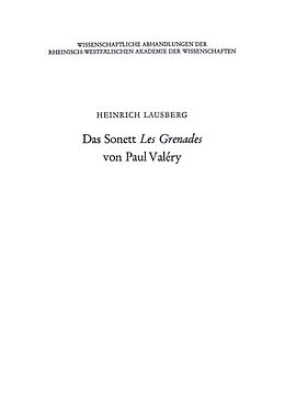 E-Book (pdf) Das Sonett Les Grenades von Paul Valéry von Heinrich Lausberg
