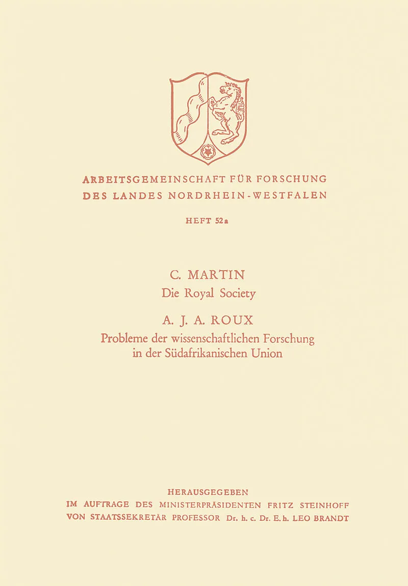 Die Royal Society. Probleme der wissenschaftlichen Forschung in der Südafrikanischen Union