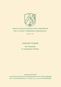 Kartonierter Einband Die Todesstrafe als theologisches Problem von Gerhard Gloege