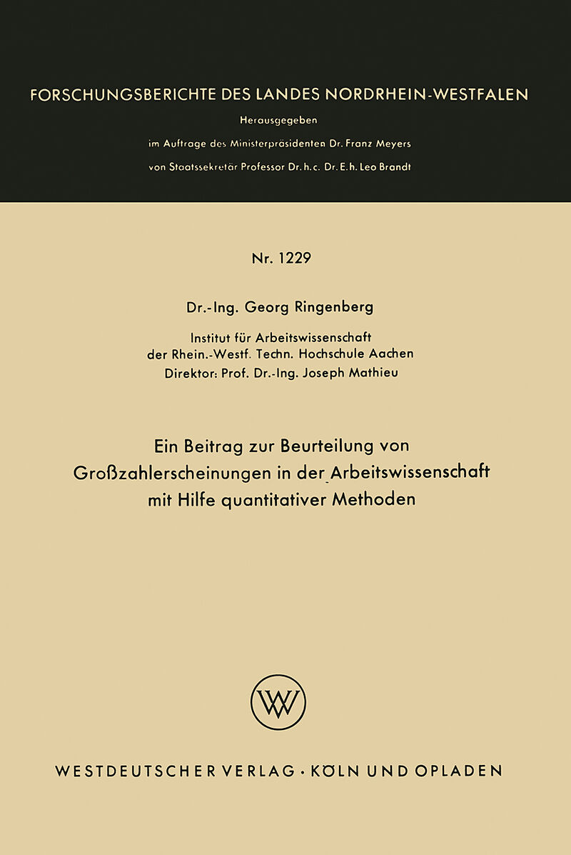 Ein Beitrag zur Beurteilung von Großzahlerscheinungen in der Arbeitswissenschaft mit Hilfe quantitativer Methoden