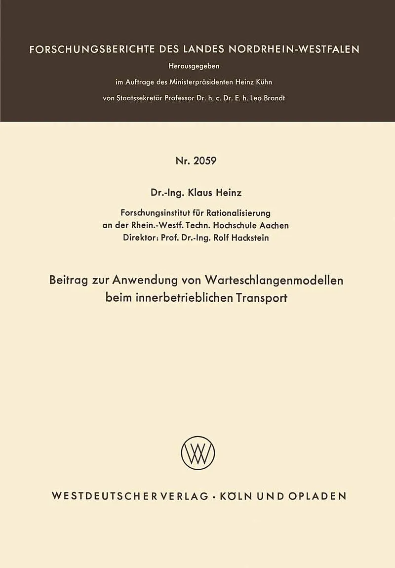 Beitrag zur Anwendung von Warteschlangenmodellen beim innerbetrieblichen Transport