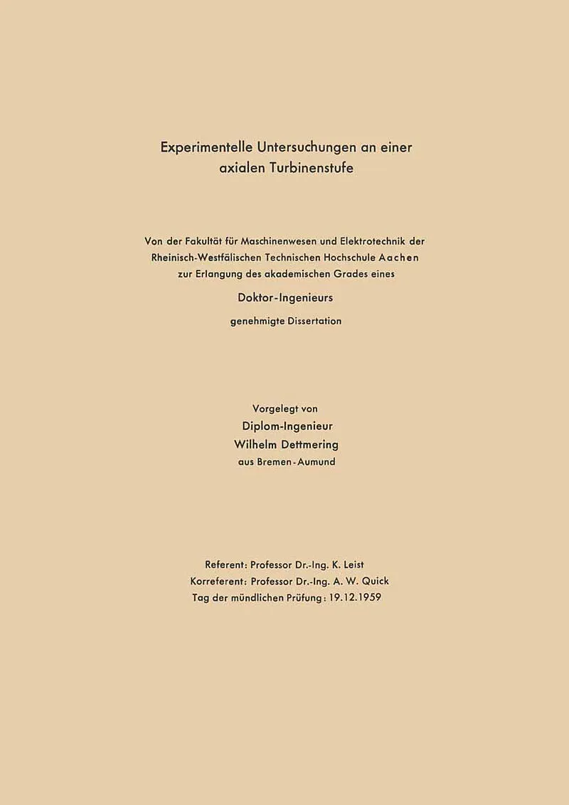 Experimentelle Untersuchungen an einer axialen Turbinenstufe