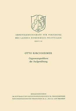 Kartonierter Einband Gegenwartsprobleme der Asylgewährung von Otto Kirchheimer