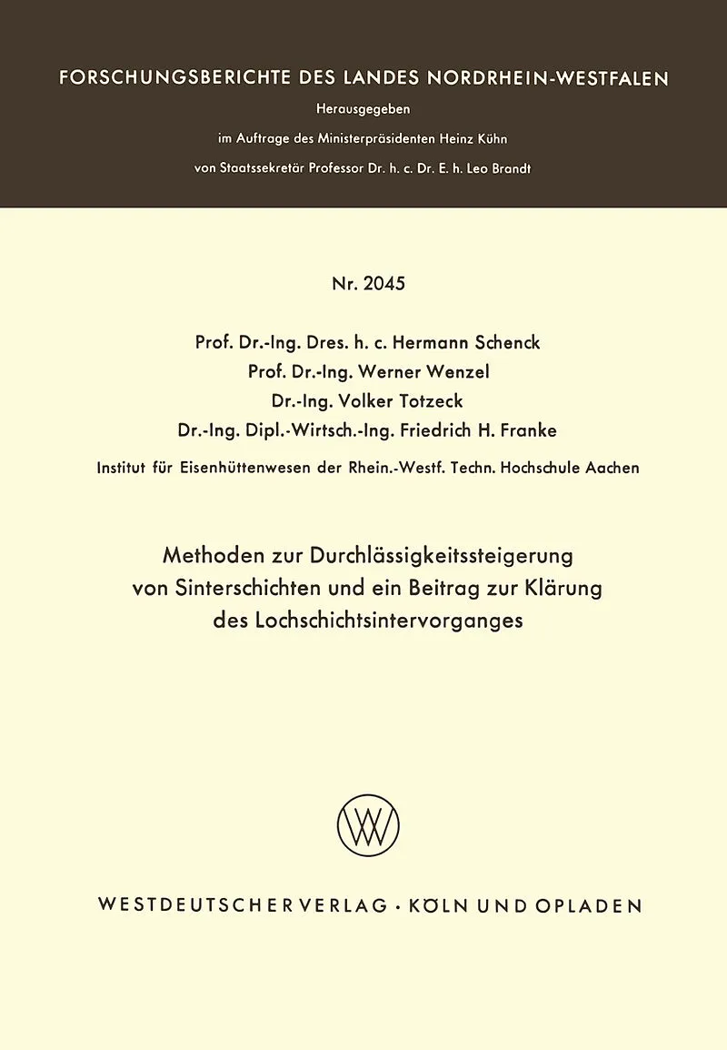 Methoden zur Durchlässigkeitssteigerung von Sinterschichten und ein Beitrag zur Klärung des Lochschichtsintervorganges