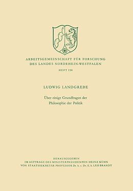Kartonierter Einband Über einige Grundfragen der Philosophie der Politik von Ludwig Landgrebe
