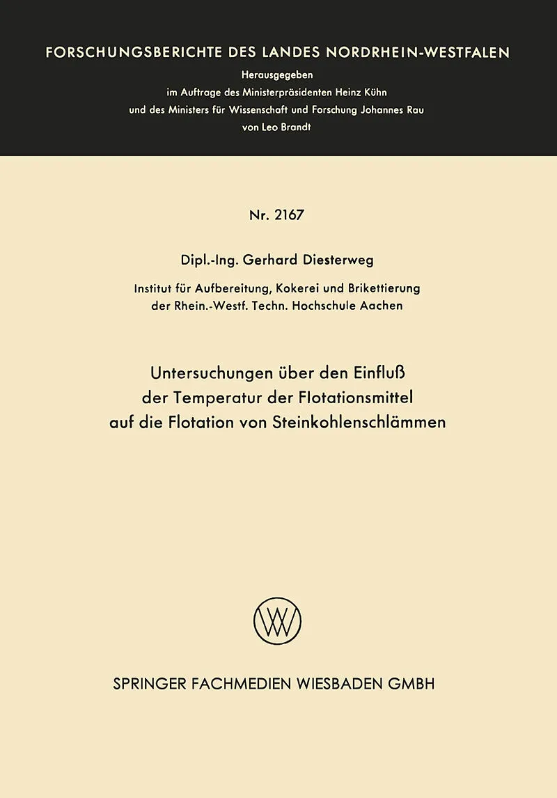 Untersuchungen über den Einfluß der Temperatur der Flotationsmittel auf die Flotation von Steinkohlenschlämmen