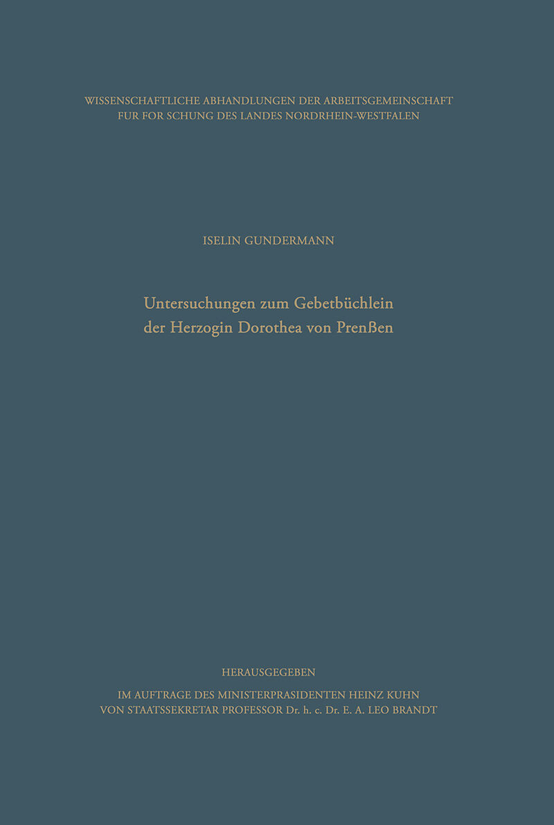 Untersuchungen zum Gebetbüchlein der Herzogin Dorothea von Preußen