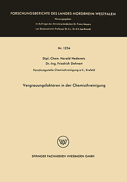 Kartonierter Einband Vergrauungsfaktoren in der Chemischreinigung von Harald Hedenetz