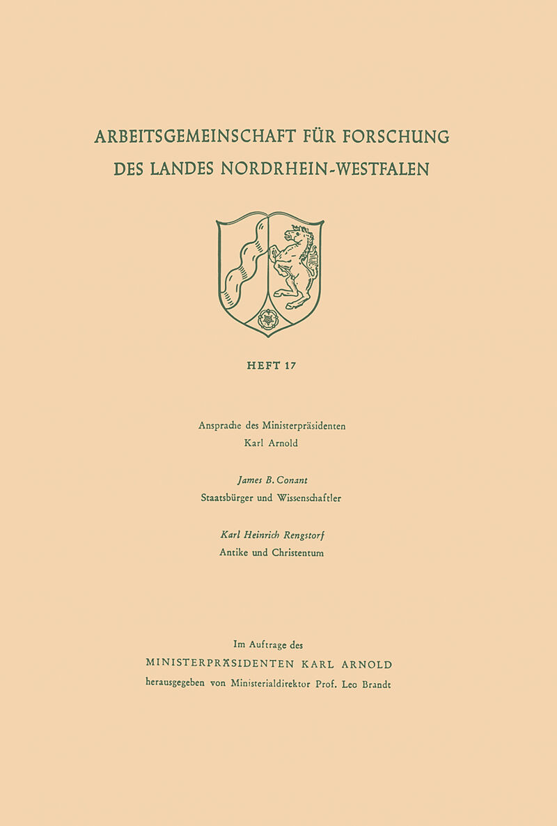 Ansprache des Ministerpräsidenten. Staatsbürger und Wissenschaftler. Antike und Christentum