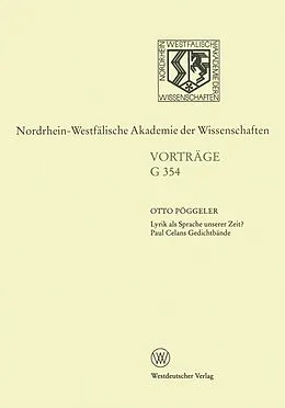E-Book (pdf) Lyrik als Sprache unserer Zeit? Paul Celans Gedichtbände von Otto Pöggeler