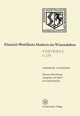 E-Book (pdf) Hermann Rauschnings Gespräche mit Hitler als Geschichtsquelle von Theodor Schieder
