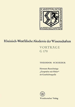 Kartonierter Einband Hermann Rauschnings Gespräche mit Hitler als Geschichtsquelle von Theodor Schieder