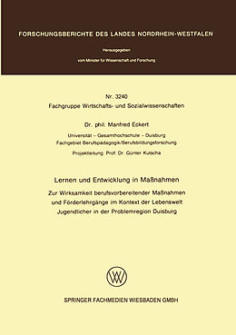 E-Book (pdf) Lernen und Entwicklung in Maßnahmen von Manfred Eckert