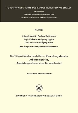 E-Book (pdf) Die Tätigkeitsfelder des höheren Verwaltungsdienstes von Gerhard Brinkmann