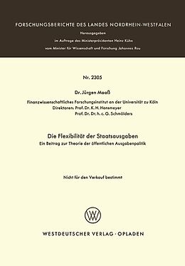 E-Book (pdf) Die Flexibilität der Staatsausgaben von Jürgen Maaß