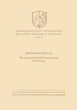 E-Book (pdf) Die stammesgeschichtliche Sonderstellung des Menschen von Bernhard Rensch