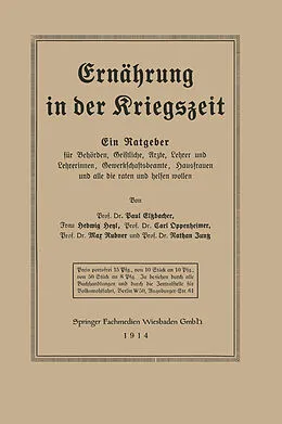 E-Book (pdf) Ernährung in der Kriegszeit von Paul Eltzbacher