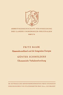 E-Book (pdf) Gesamtdeutschland und die Integration Europas / Ökonomische Verhaltensforschung von Günter Baade