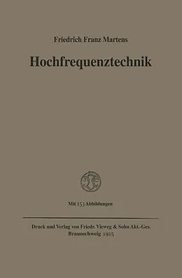 E-Book (pdf) Hochfrequenztechnik von Friedrich Franz Martens