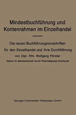 E-Book (pdf) Mindestbuchführung und Kontenrahmen im Einzelhandel von Wolfgang Förster