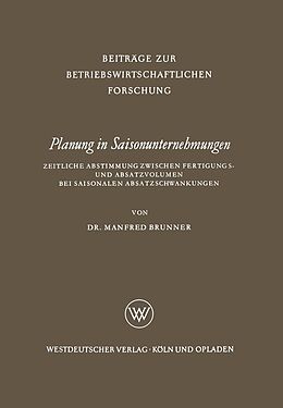 E-Book (pdf) Planung in Saisonunternehmungen von Manfred Brunner
