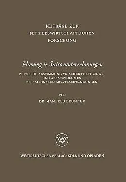 E-Book (pdf) Planung in Saisonunternehmungen von Manfred Brunner