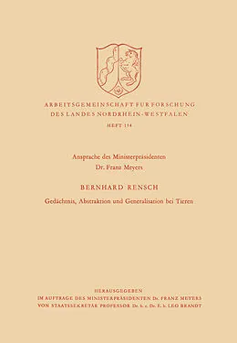 E-Book (pdf) Gedächtnis, Abstraktion und Generalisation bei Tieren von Bernhard Rensch