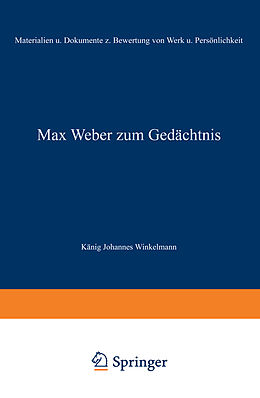 Kartonierter Einband Max Weber zum Gedächtnis von NA König, NA Winkelmann