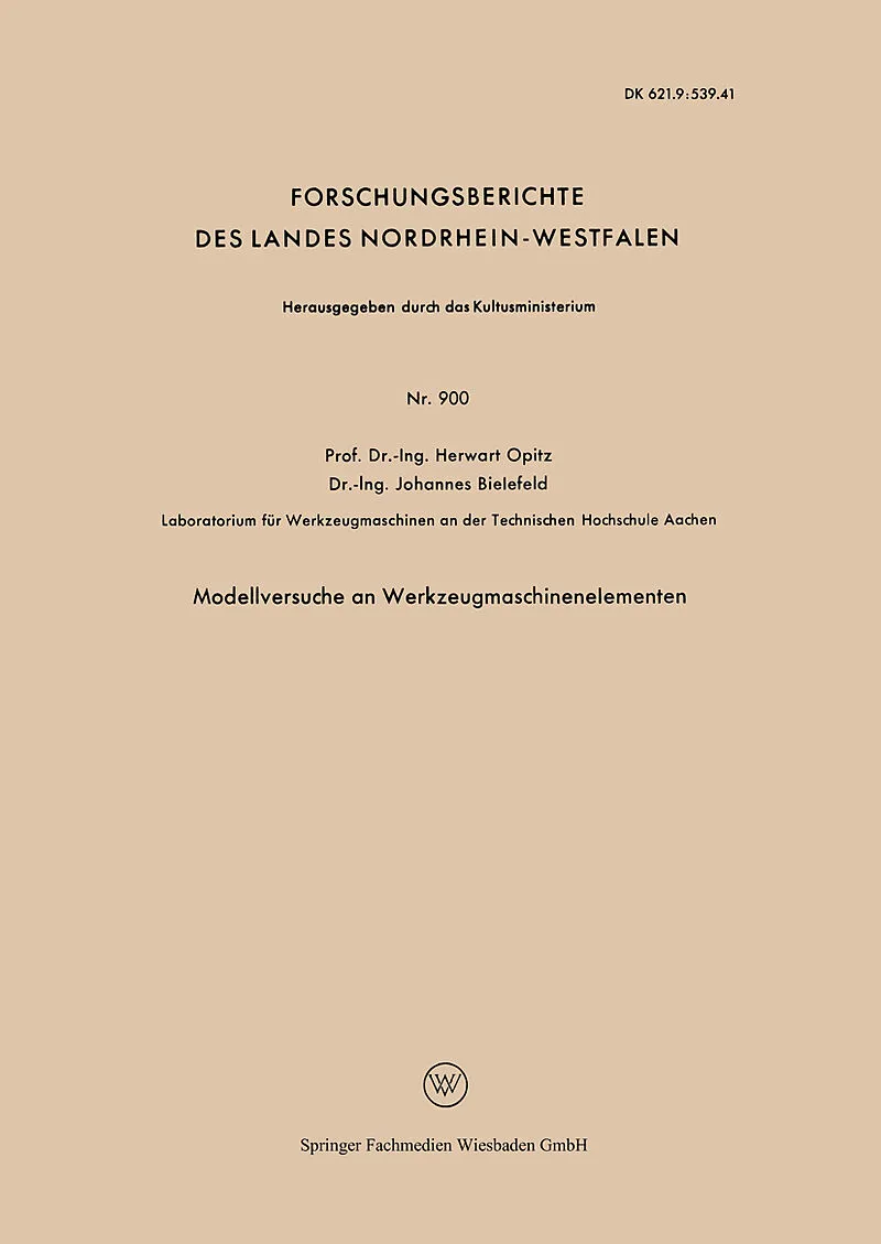 Modellversuche an Werkzeugmaschinenelementen