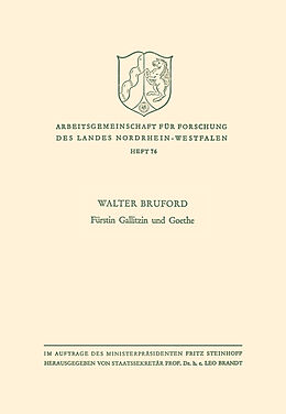Kartonierter Einband Fürstin Gallitzin und Goethe von Walter Horace Bruford