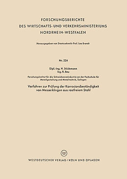 Kartonierter Einband Verfahren zur Prüfung der Korrosionsbeständigkeit von Messerklingen aus rostfreiem Stahl von Hans Stüdemann