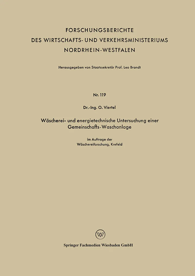 Wäscherei- und energietechnische Untersuchung einer Gemeinschafts-Waschanlage