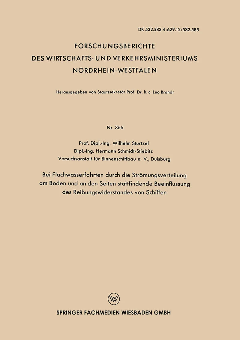 Bei Flachwasserfahrten durch die Strömungsverteilung am Boden und an den Seiten stattfindende Beeinflussung des Reibungswiderstandes von Schiffen