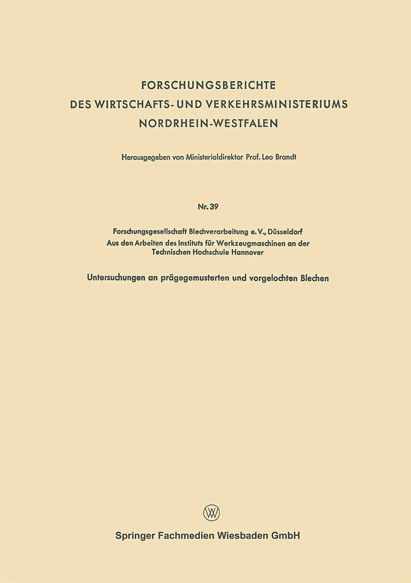 Forschungsberichte des Wirtschafts- und Verkehrsministeriums Nordrhein-Westfalen