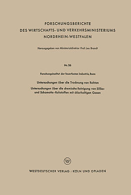 Kartonierter Einband Untersuchungen über die Trocknung von Rohton von Kenneth A. Loparo
