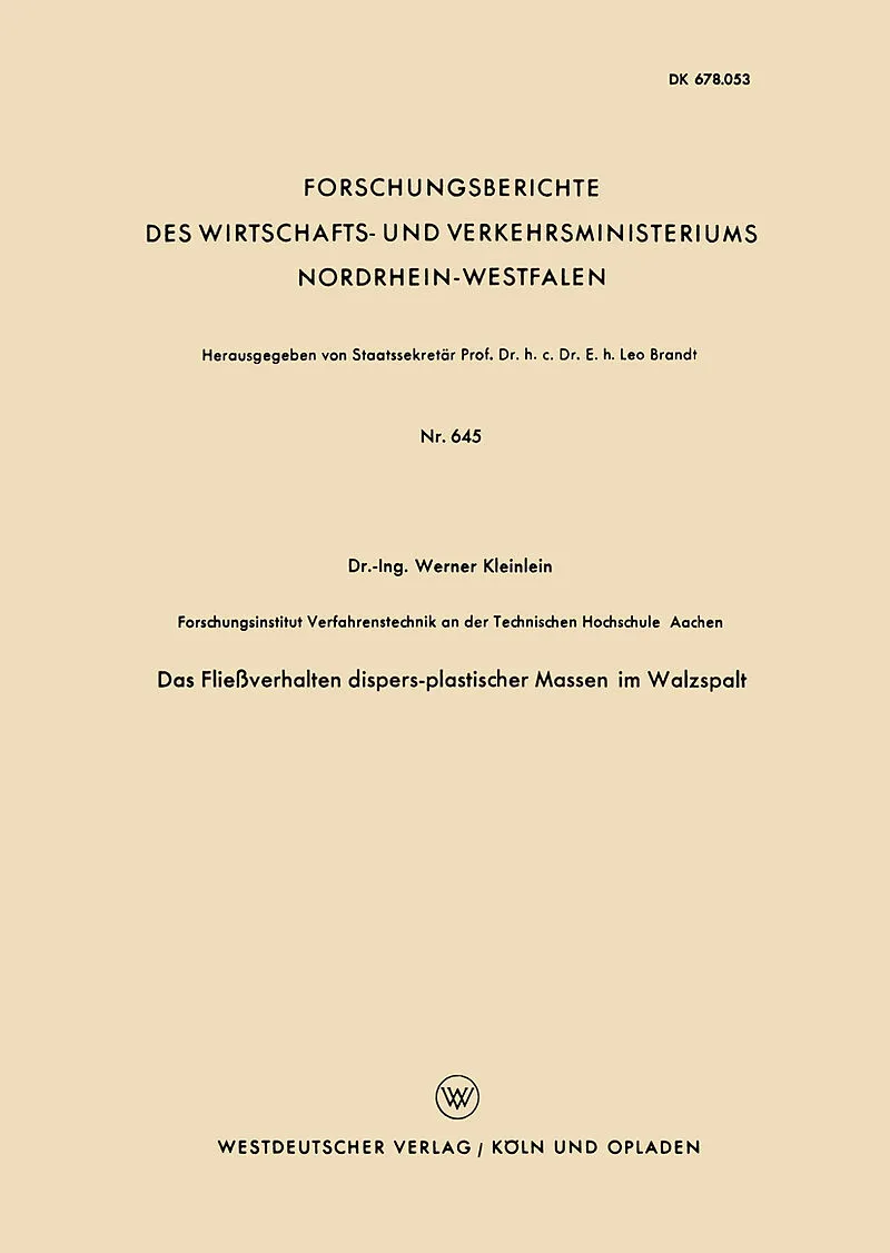 Das Fließverhalten dispers-plastischer Massen im Walzspalt
