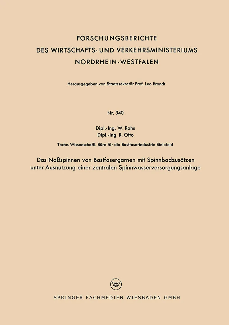 Das Naßspinnen von Bastfasergarnen mit Spinnbadzusätzen unter Ausnutzung einer zentralen Spinnwasserversorgungsanlage