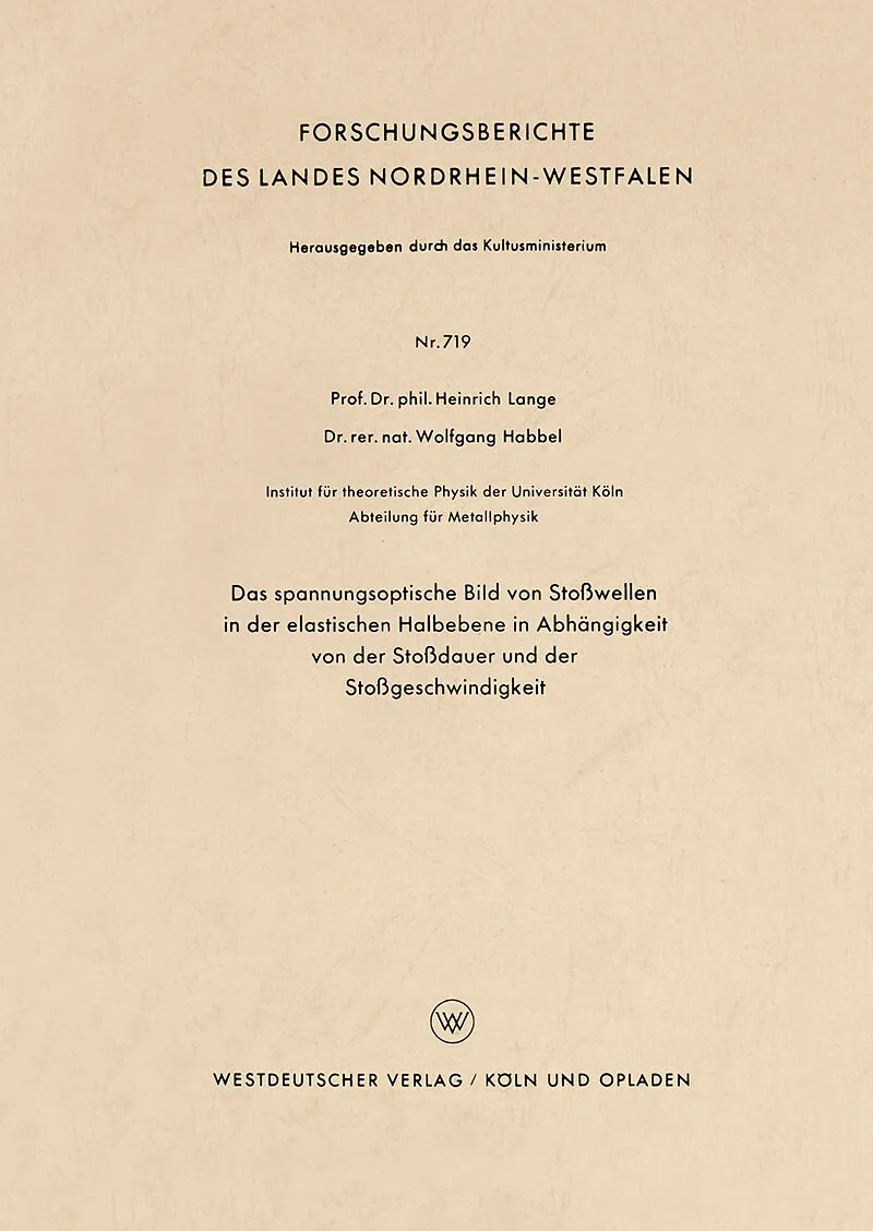 Das spannungsoptische Bild von Stoßwellen in der elastischen Halbebene in Abhängigkeit von der Stoßdauer und der Stoßgeschwindigkeit