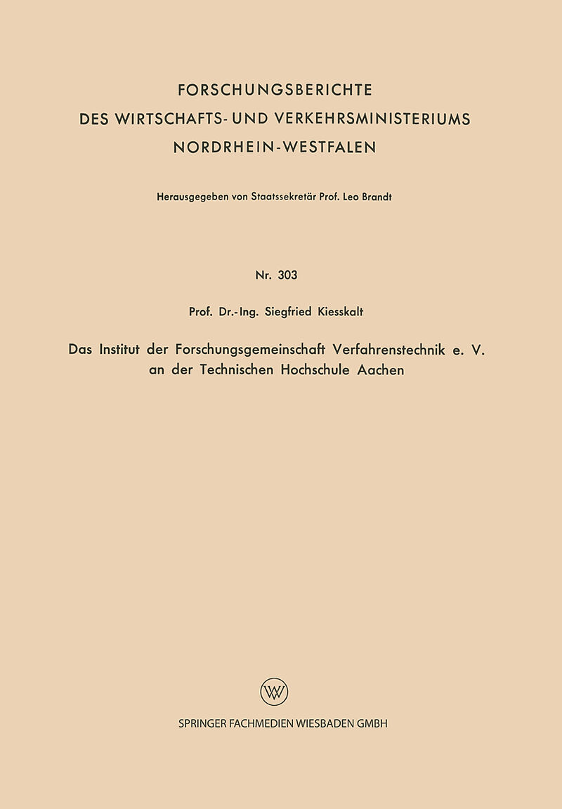 Das Institut der Forschungsgemeinschaft Verfahrenstechnik e. V. an der Technischen Hochschule Aachen